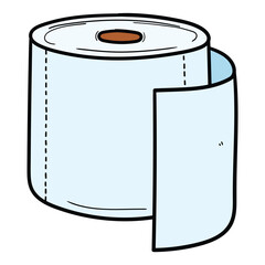 Hand drawn cartoon toilet paper on white background.