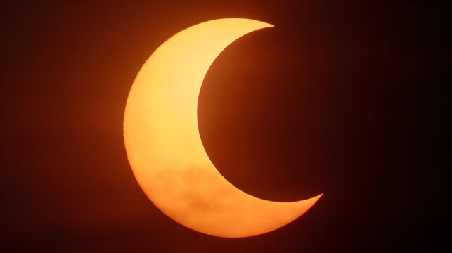 Solar disk partially obscured during a partial eclipse where the sun and moon are in nearperfect alignment