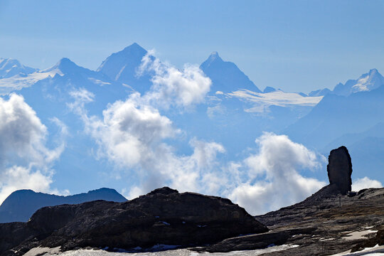 view of highest mountain peaks in the alps