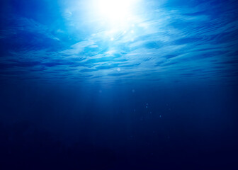 Beautiful sea on sunny day, underwater view