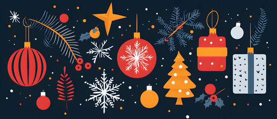 Flat design of a holiday greeting card with modern, sans-serif fonts