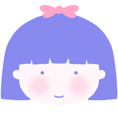 Cute girl's face with purple hair