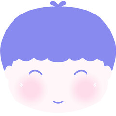 cute boy face purple hair
