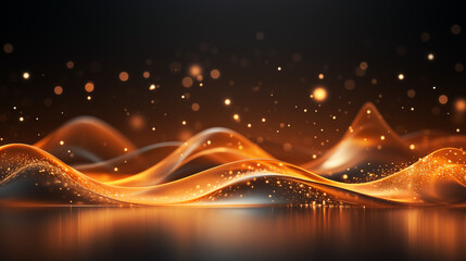 Abstract Orange Waves with Golden Lights