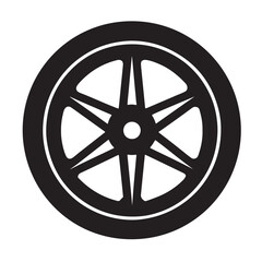 Car wheel Black tires silhouette Auto wheel disks On a White Background 