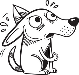 Beagle Doodle Line Art Drawing Black and White Illustration for Coloring Pages