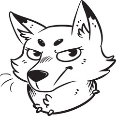 Siberian Husky Doodle Line Art Drawing Black and White Illustration for Coloring Pages