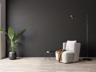 3d modern living room with armchair