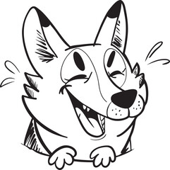 Pembroke Welsh Corgi Doodle Line Art Black and White Illustration for Coloring Pages