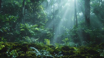 Fototapeta premium Tropical rainforest with trees and moss