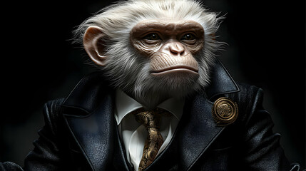 A stylized monkey in a suit, exuding a sophisticated demeanor.
