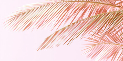 Obraz premium Dry pink tropical palm tree leaves wallpaper. Texture in boho style, fashion decoration background