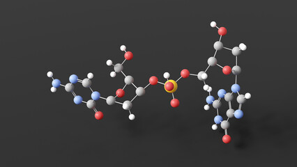guadecitabine molecule 3d, molecular structure, ball and stick model, structural chemical formula antineoplastic agents