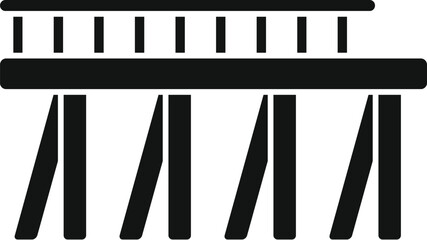 Simple vector icon of a bridge with railings connecting river banks
