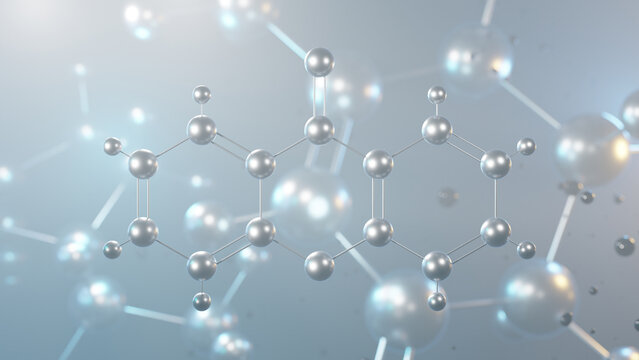 xanthone molecular structure, 3d model molecule, insecticide, structural chemical formula view from a microscope