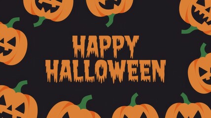 Happy Halloween Greeting on Pumpkin Pattern