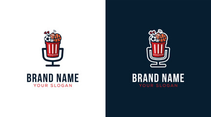 Sports logo design template. Sports trash talk podcast vector. Sport podcast logo