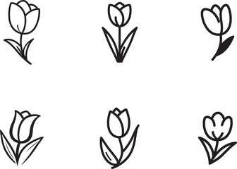 Tulip Flower in Black and White - Vector Art for Business and Branding.