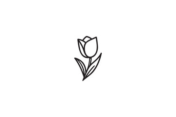 Black and White Tulip Line Art Illustration - Perfect for Business Cards.
