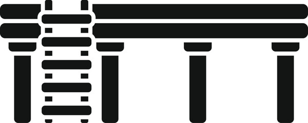 Simple icon of a wooden pier with a ladder leading to the top platform, perfect for representing seaside structures