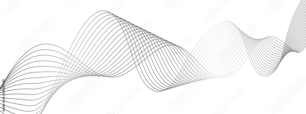 Poster Abstract colorful wave line transparent background with modern stream wave. vector illustration of gray colored wave lines. Frequency sound wave lines and twisted curve lines