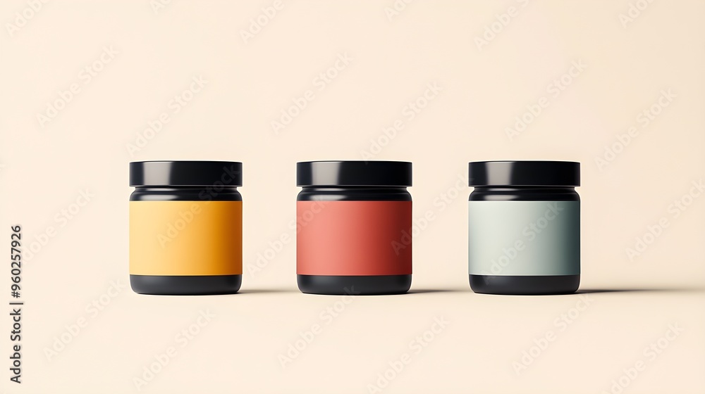 Wall mural a flat design of a product packaging label that stays readable on both small and large containers