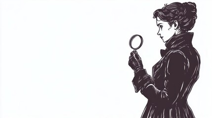 Cartoonized Female Victorian Detective Character Illustration&mdash;Tanoshii1167