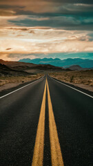 Naklejka premium Minimalist Tire Tracks on an Asphalt Road Background