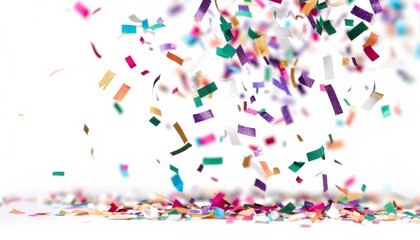 Fototapeta premium Vibrant Confetti Shower: A Captivating Display on a White Canvas