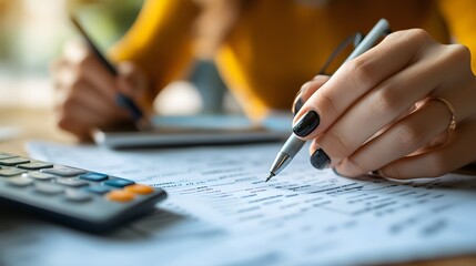 Evaluate the success of refinancing by comparing initial and new loan terms , close up, financial planning process, realistic, Composite, financial documents