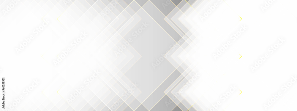 Leinwandbilder Abstract futuristic geometric background for web banner or print. Technology abstract background with silver metallic square shapes. Gray and white square diagonal line architecture 
