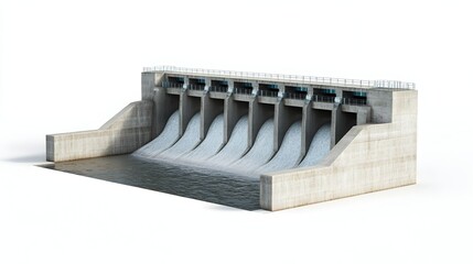 Precise 3D Rendering of a Modern Dam Structure for Construction and Water Management Visuals