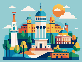 Argentina, Rosario tourism landmarks, vector city travel illustration
