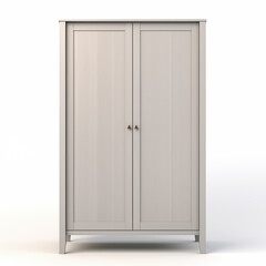 White Wooden Cabinet with Two Doors and Gold Handles