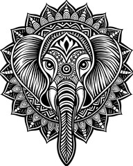 mandala elephant vector art,graphics mandala elephant icon set,vintage illustration mandala elephant clipart,vector mandala elephant flat style artwork design