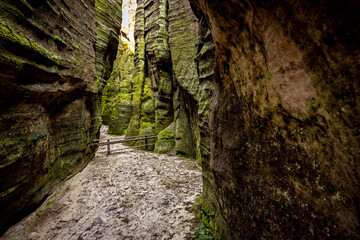 The rock town of Adrspach Weckelsdorf in the Braunau Mountains