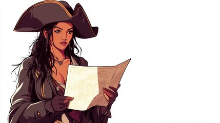 Cartoonized female pirate queen character in vibrant colors and detailed illustration.