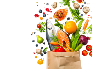 Fresh Groceries Exploding Out of Paper Bag