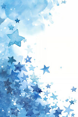 a blue background with some stars and a white background