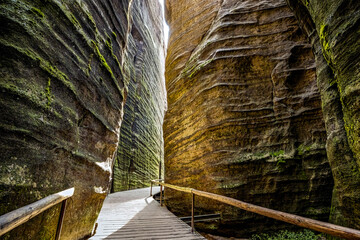 The rock town of Adrspach Weckelsdorf in the Braunau Mountains