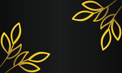 hand drawn gold leaf ornament black background