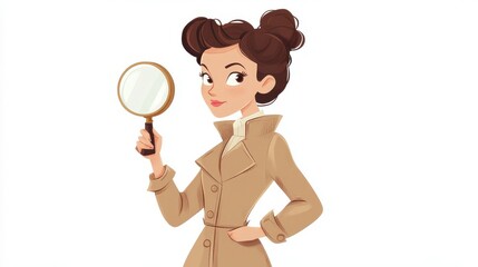 Cartoonized female detective character with a cool and mysterious vibe