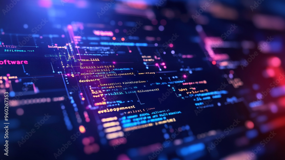 Poster technology concept: programming web banner featuring the best programming languages. illustrates the