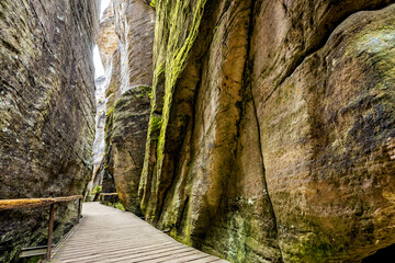 The rock town of Adrspach Weckelsdorf in the Braunau Mountains