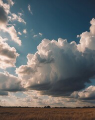 Majestic Cumulus Clouds Basking in Sunlight.