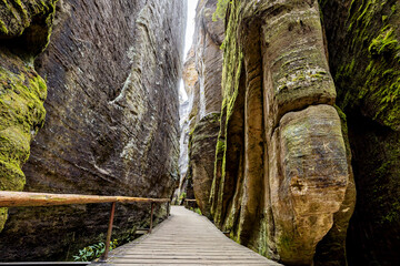 The rock town of Adrspach Weckelsdorf in the Braunau Mountains