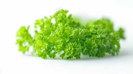 Obraz premium Fresh green parsley resting on a clean surface, showcasing its vibrant color and texture in natural lighting