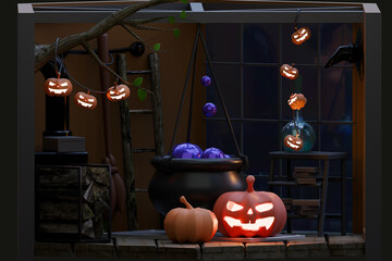 Halloween event background with pumpkins. greetings and Halloween celebrations. 3d render