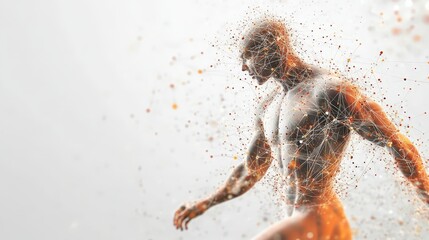 Dynamic capture of athlete movement showcasing energy and motion on blank slate copy space background