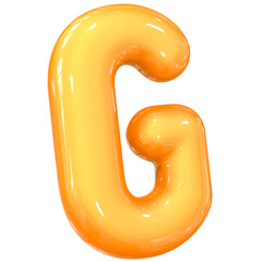 Yellow G Font 3D Render